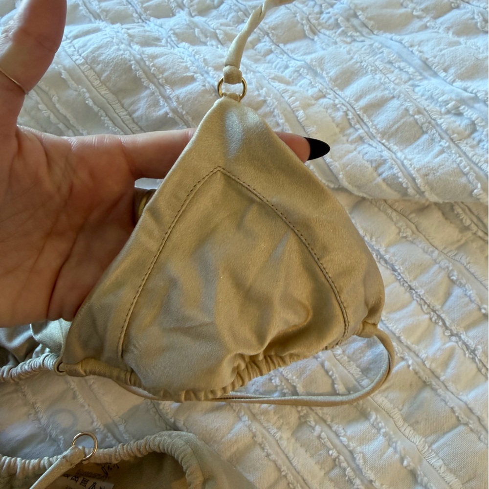 Heart of Sun Gold Wrap Bikini Top S Bottom M - Picture 4 of 6